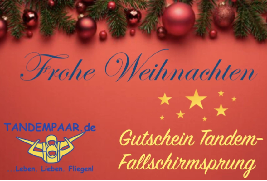 Weihnachtsgeschenk Tandemsprung Fallschirmspringen Fallschirmsprung Tandemspringen Geschenk Gutschein Ticket Termine Weihnachten