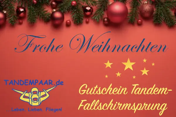 Weihnachtsgeschenk Tandemsprung Fallschirmspringen Fallschirmsprung Tandemspringen Geschenk Gutschein Ticket Termine Weihnachten