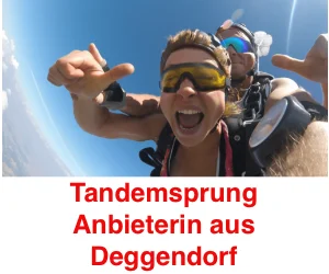 Tandemsprung Anbieterin Deggendorf Fallschirmspringen Niederbayern Fallschirmsprung Bayern Geschenk Gutschein Termine Reservierung